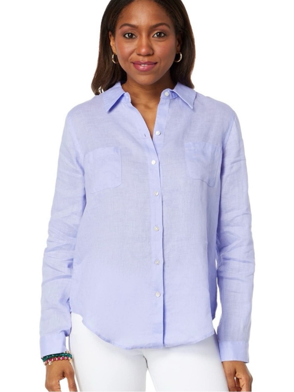 NWOT Lilly Pulitzer Sea View Linen Button Down Top - Lillys Lilac - Size L